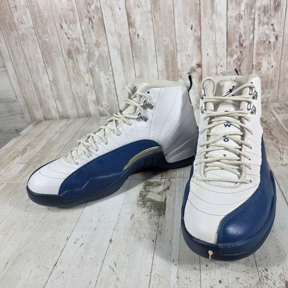 Jordan 12 Retro French Blue Mens White Blue Basketball Shoes 130690-113 Size 11